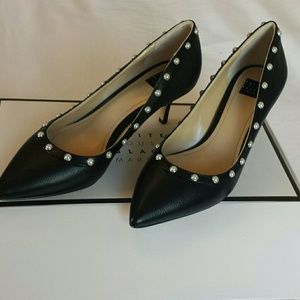 White House Black Market Black Leather Pumps